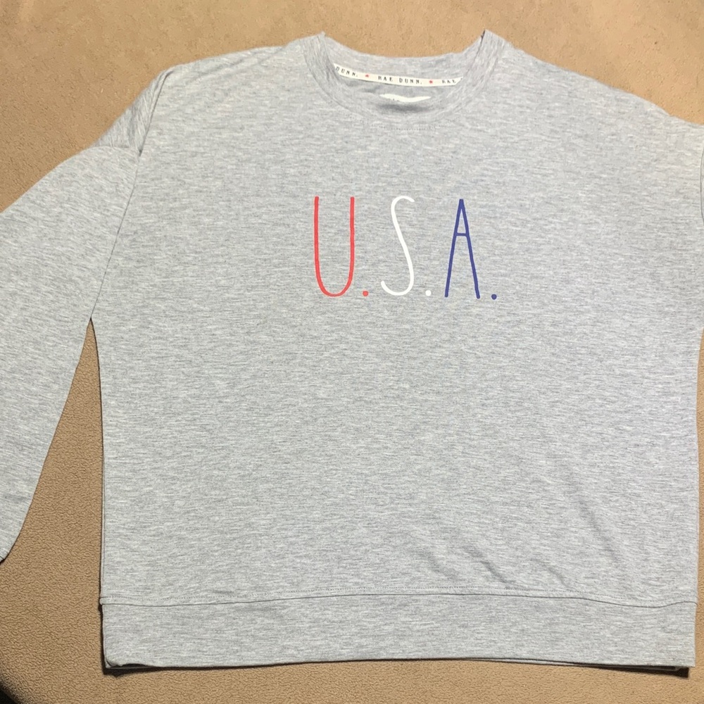 Rae Dunn Gray U.S.A. Graphic Sweatshirt